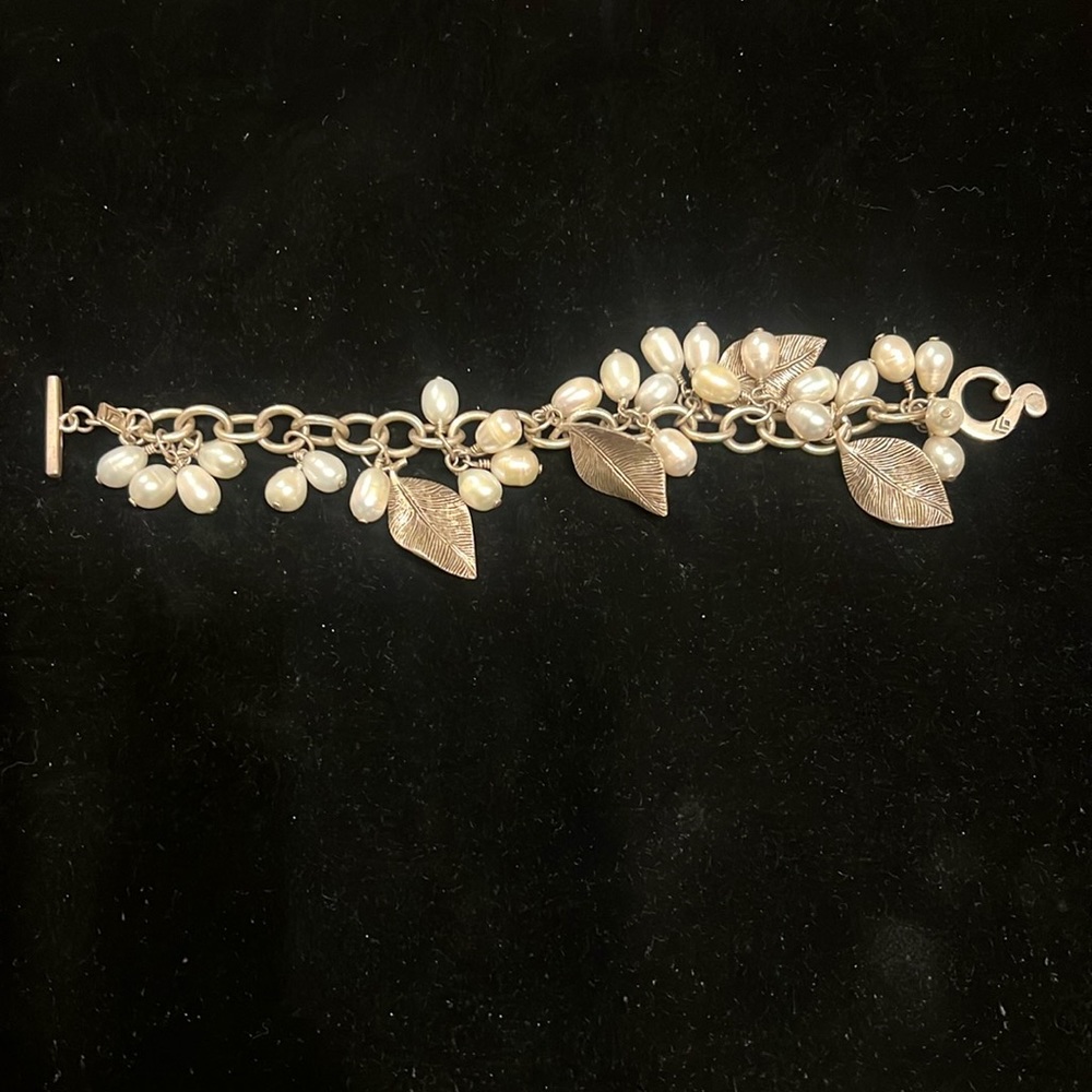 Silpada Sterling Silver & Fresh Water Pearl Leaf Bracelet
